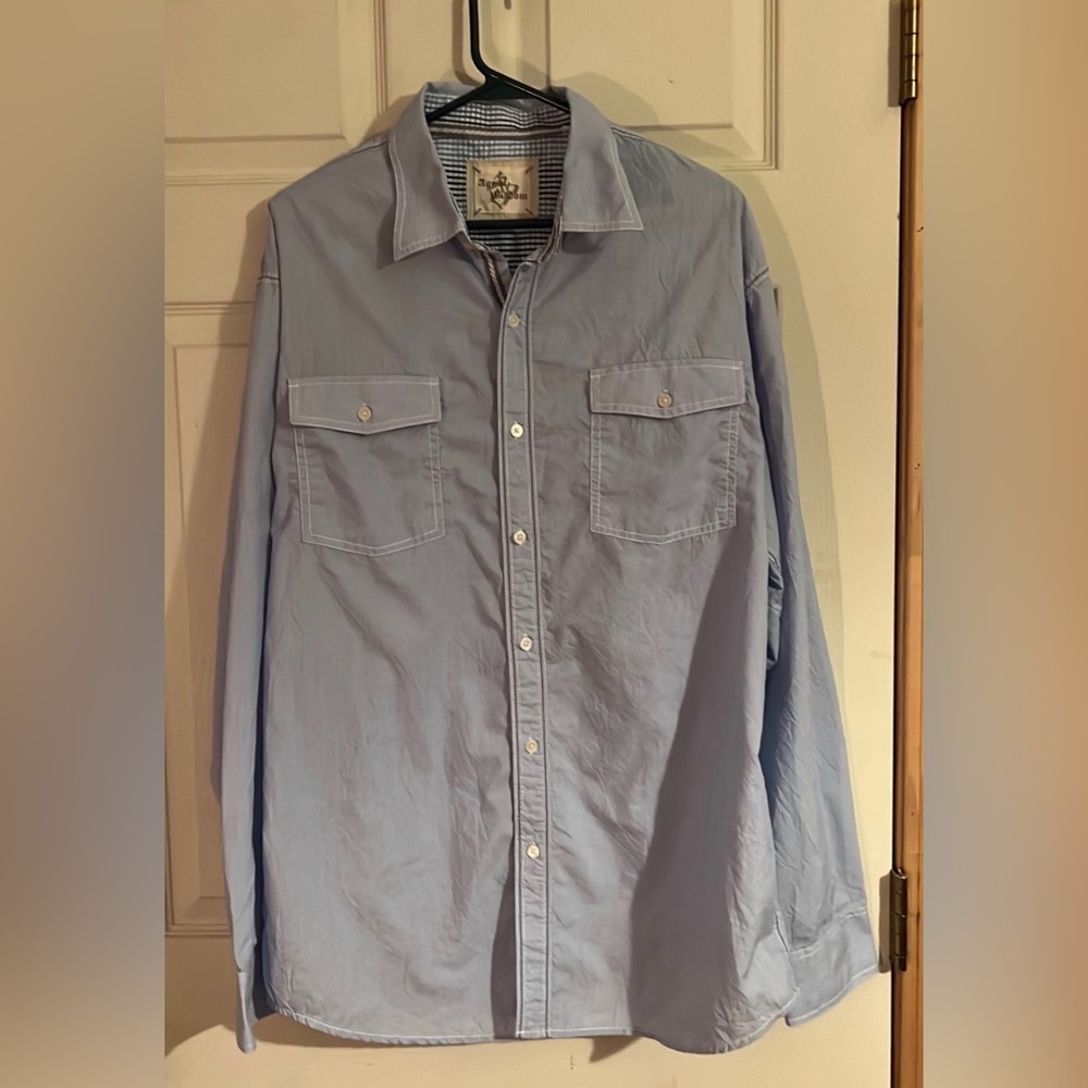 Age of Wisdom, mens button down dress Shirt, light blue, size XXL